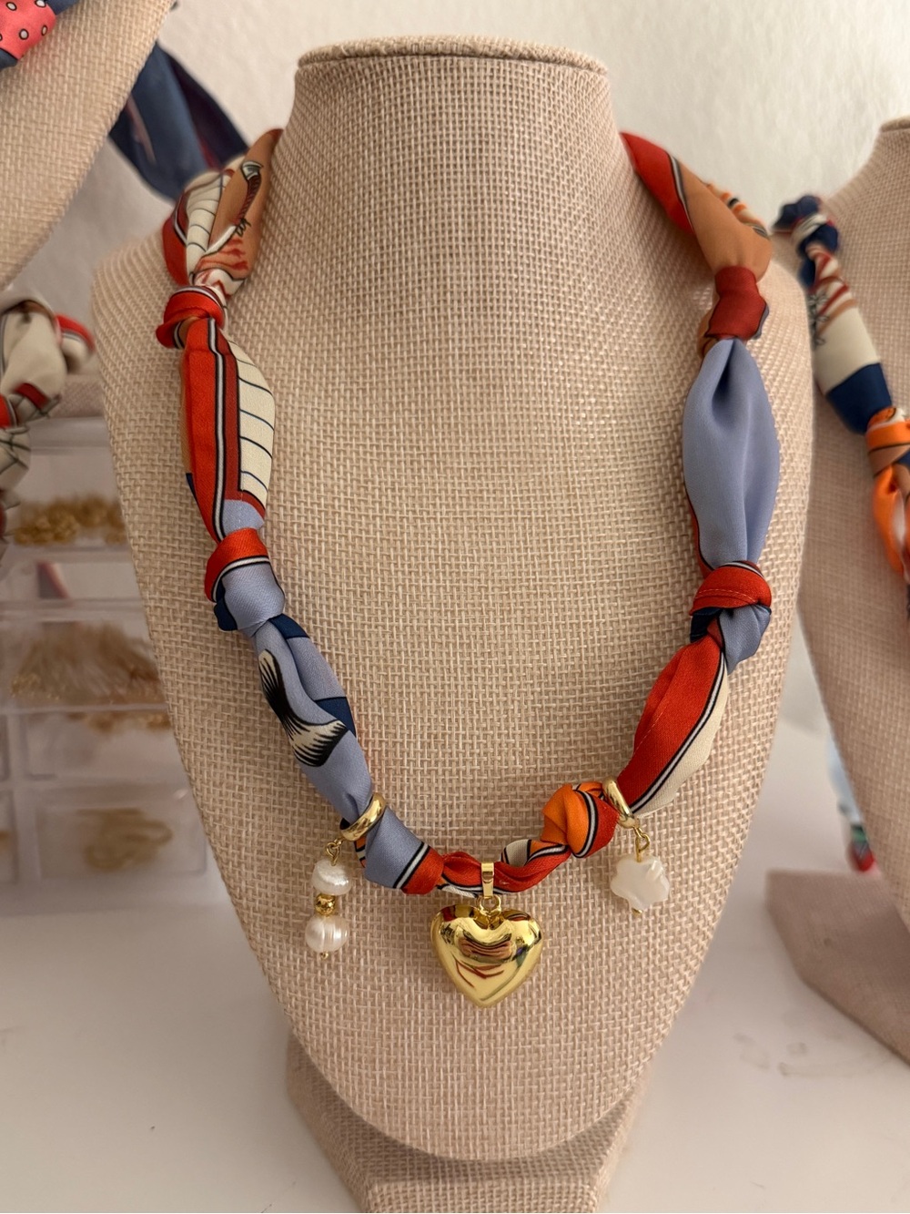 Scarf Necklace with Charms ✨